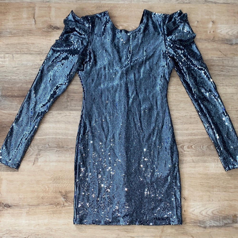 Forever 21 silver sparkle body con dress